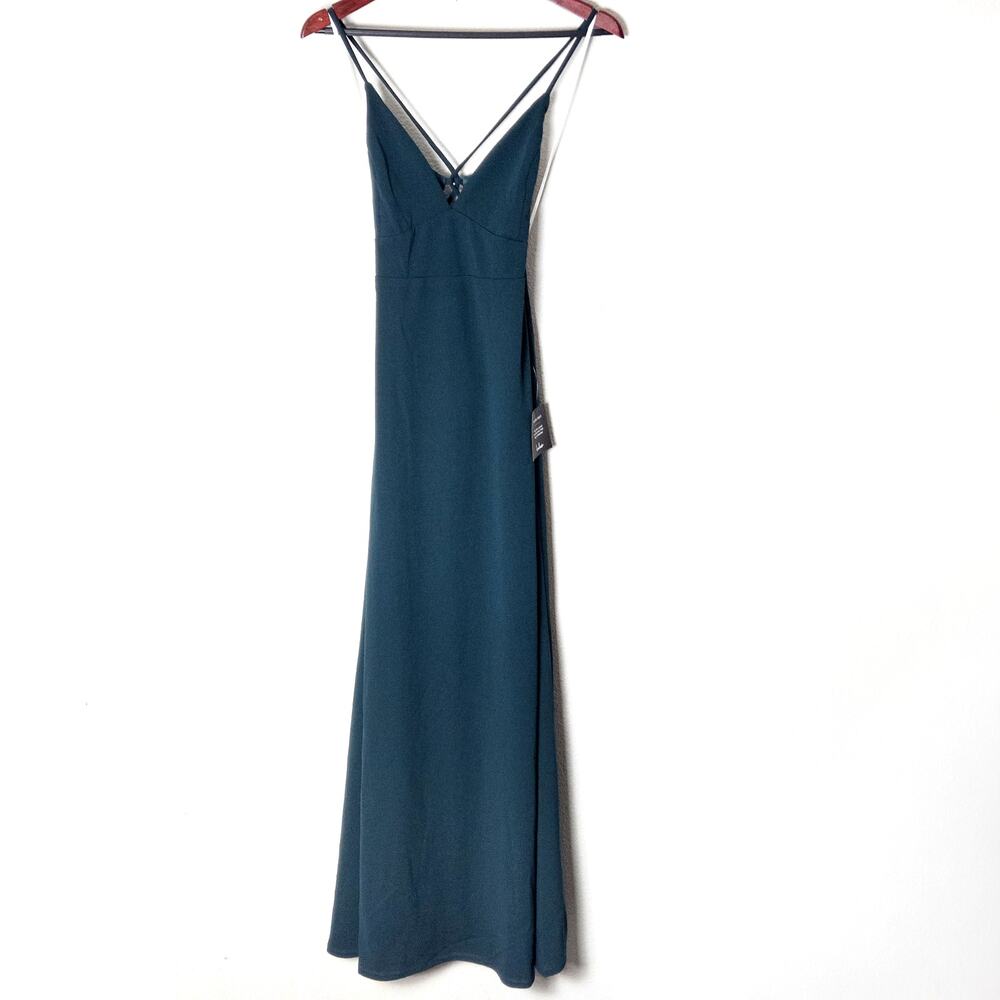Lulus Column Maxi Dress Deep Teal Size XL NWT Chic Formal Occasion Gown